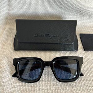 Ferragamo Black Polarized Square Sunglasses
